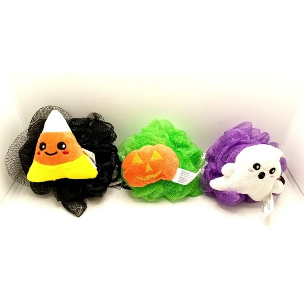 Halloween loofah ghost candy corn pumpkin body sponge pouf loofah gift set